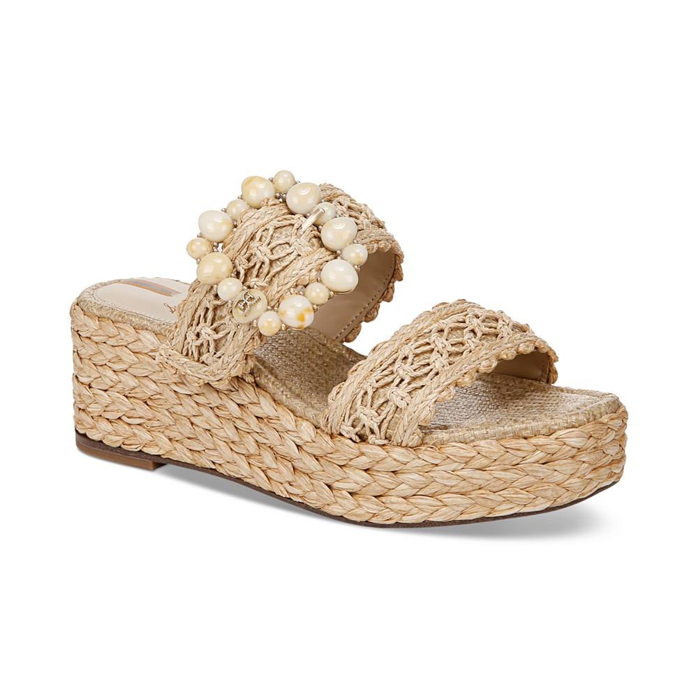 Sam Edelman Cadance Double Strap Raffia Wedge Platform Sandals