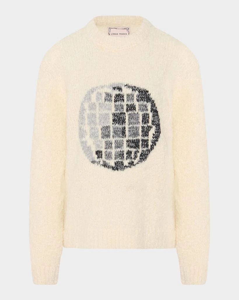 Lingua Franca Crewneck Disco Ball Intarsia Sweater 1