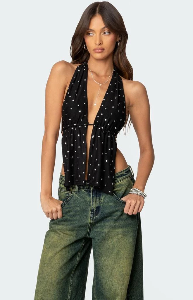 Edikted Studded Open Back Halter Top 1