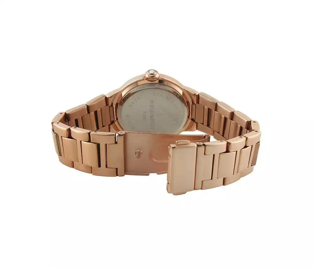 Peugeot Women's Rose Gold Plated 36mm Round Tank Steel Bracelet Watch 2