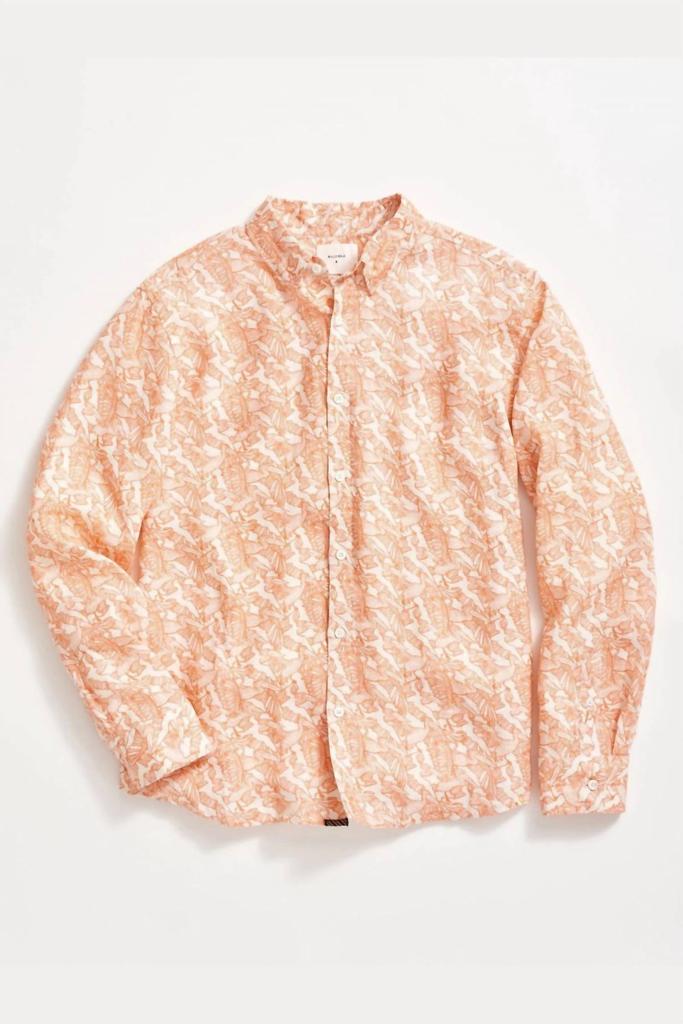 Billy Reid Men's Flock Linen Wilson Shirt In Terracotta