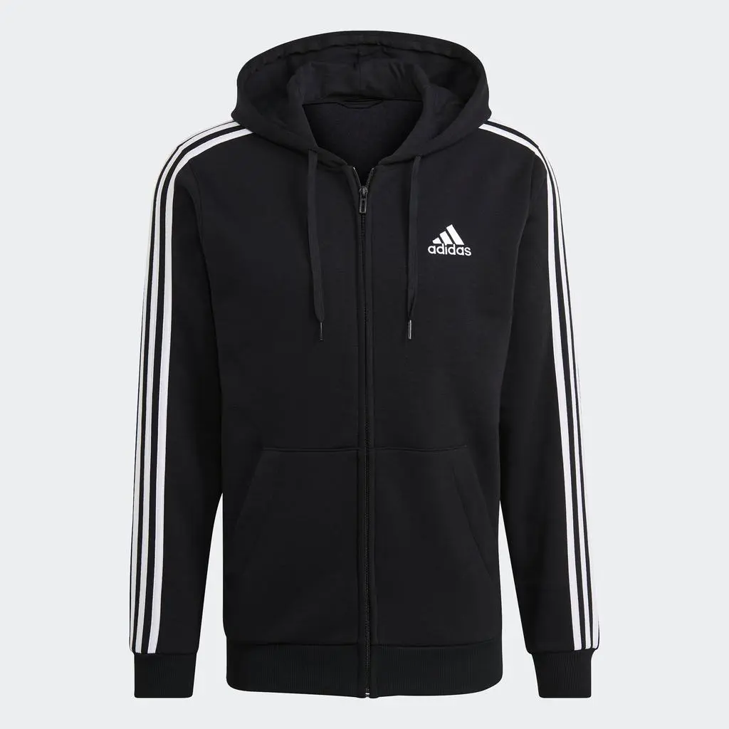 Men's Essentials Fleece 3-Stripes Full-Zip Hoodie
