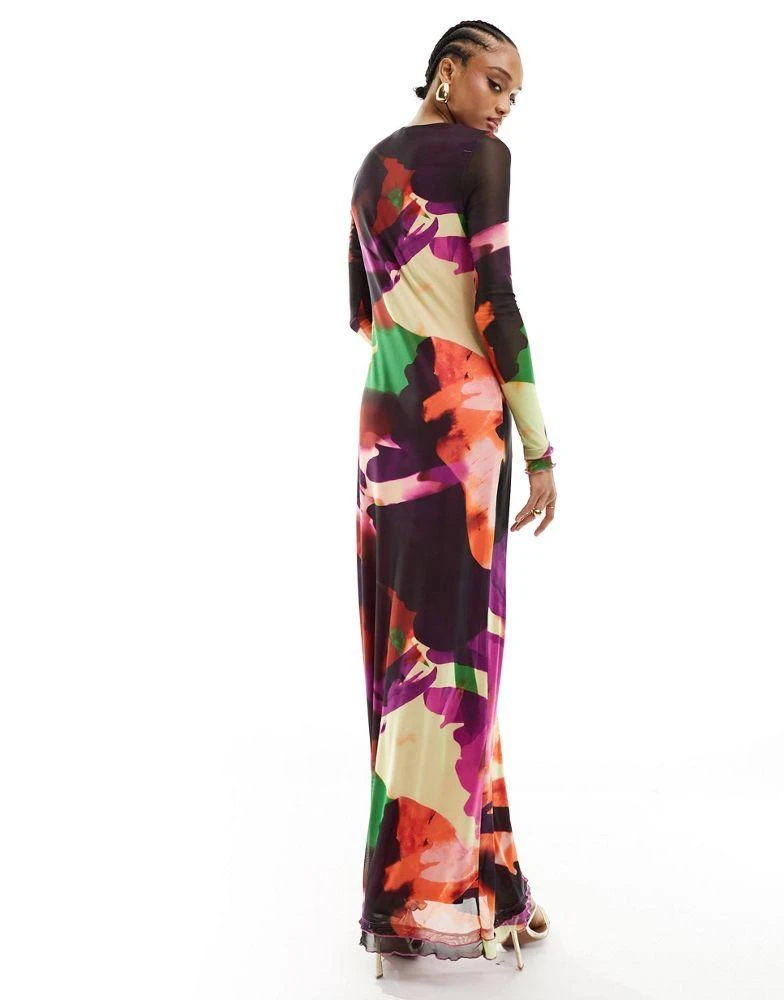 Vero Moda Tall Vero Moda Tall long sleeved lettuce edge mesh dress in abstract print 4