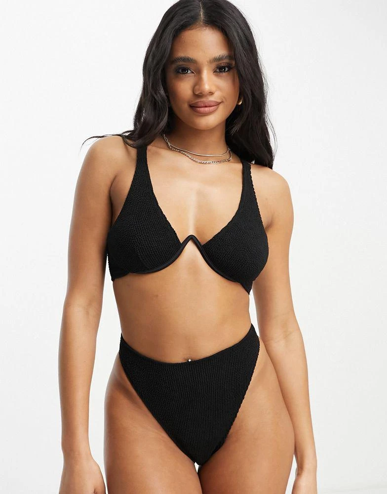 ASOS ASOS DESIGN Amy mix and match crinkle monowire bikini top in black  - BLACK 4