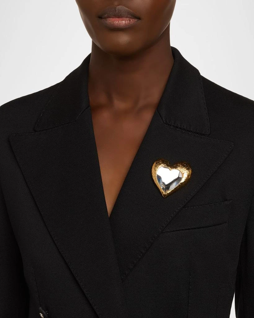 Oscar de la Renta 24K Gold Plated Glass Crystal Heart Brooch 2
