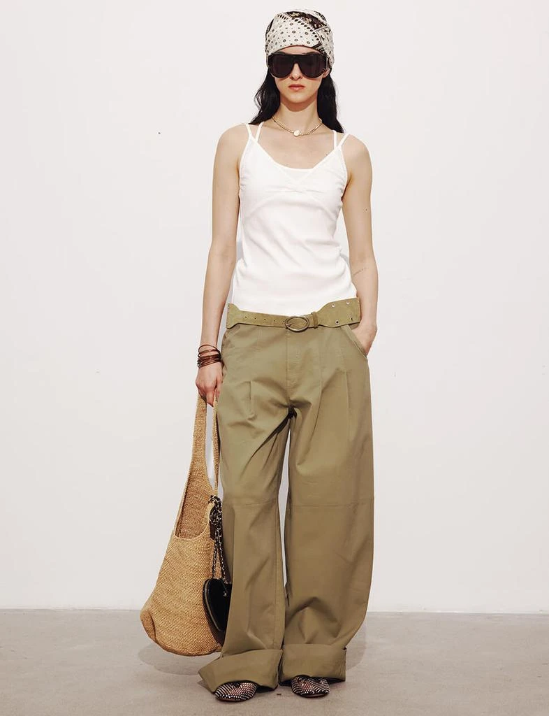 Pixie Market Baggy Khaki Button Pants-PREORDER 10