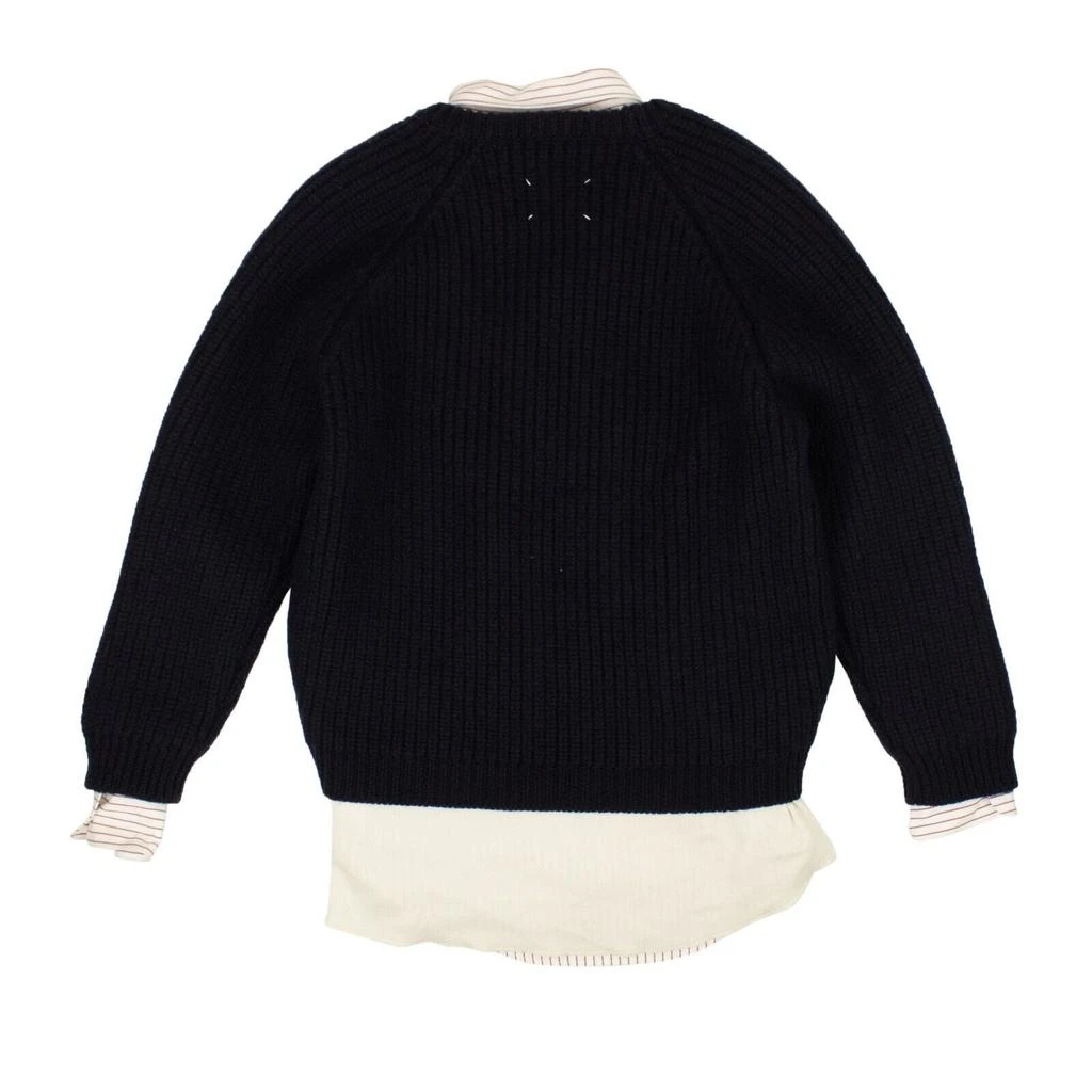 Maison Margiela Navy Cotton Shirt Underlay Sweater 3