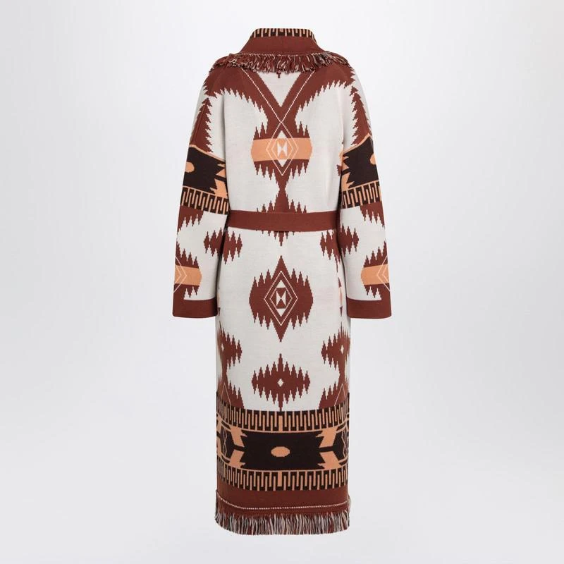 ALANUI Alanui Long Cardigan Icon Jacquard White/Brown 2