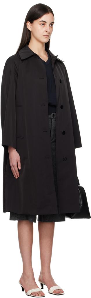 Nothing Written Black Nylon Volume Balmacaan Trench Coat
