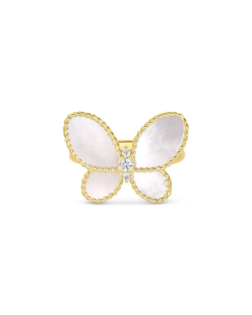 Roberto Coin 18K Yellow Gold Jasmine Mother of Pearl 
Diamond Butterfly Ring 1