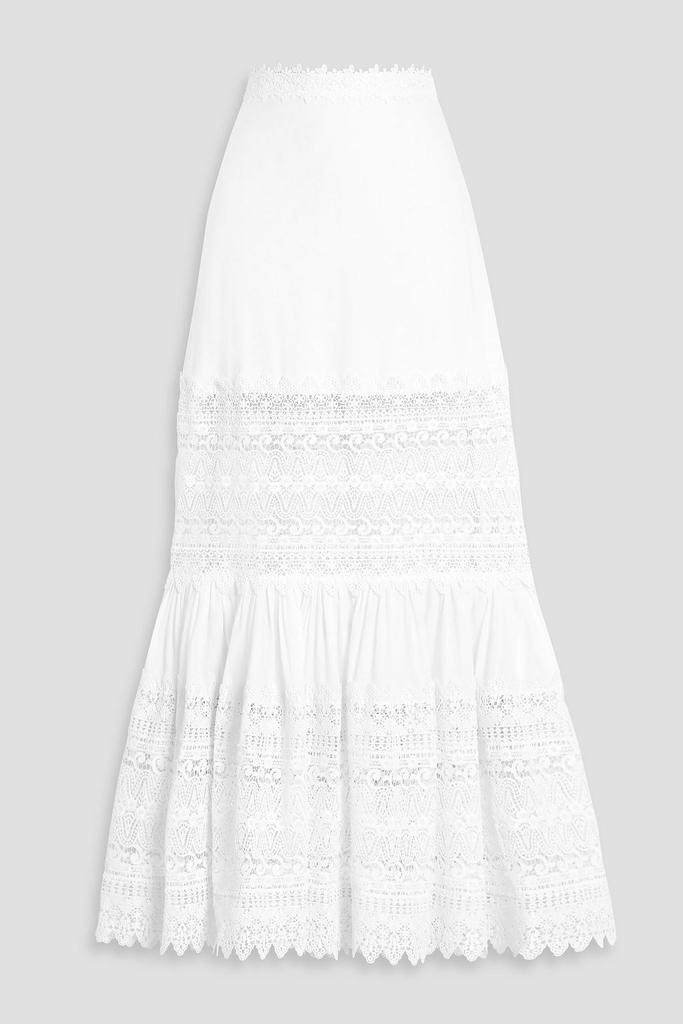 Charo Ruiz Ibiza Viola guipure lace-paneled cotton-blend voile maxi skirt