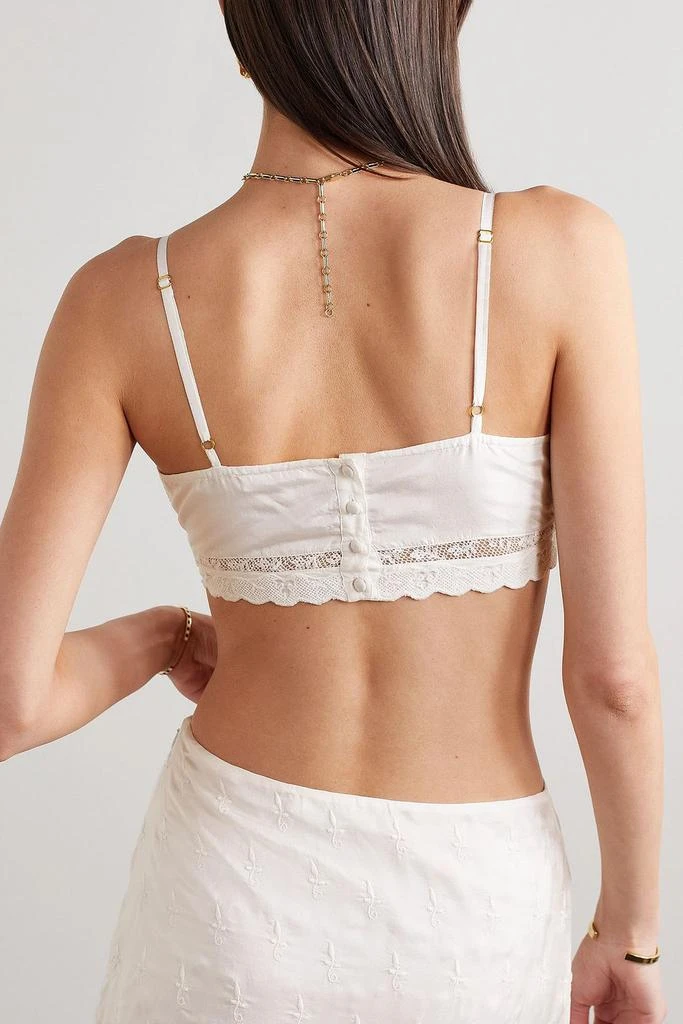 LOVESHACKFANCY Pabla crochet-trimmed embroidered silk bra top 3