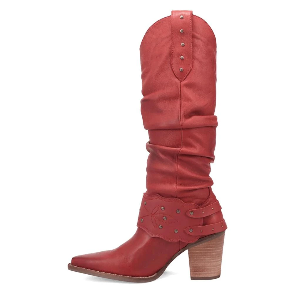 Dingo Grit N' Grace Slouchy Studded Snip Toe Pull On Cowboy Boots 3