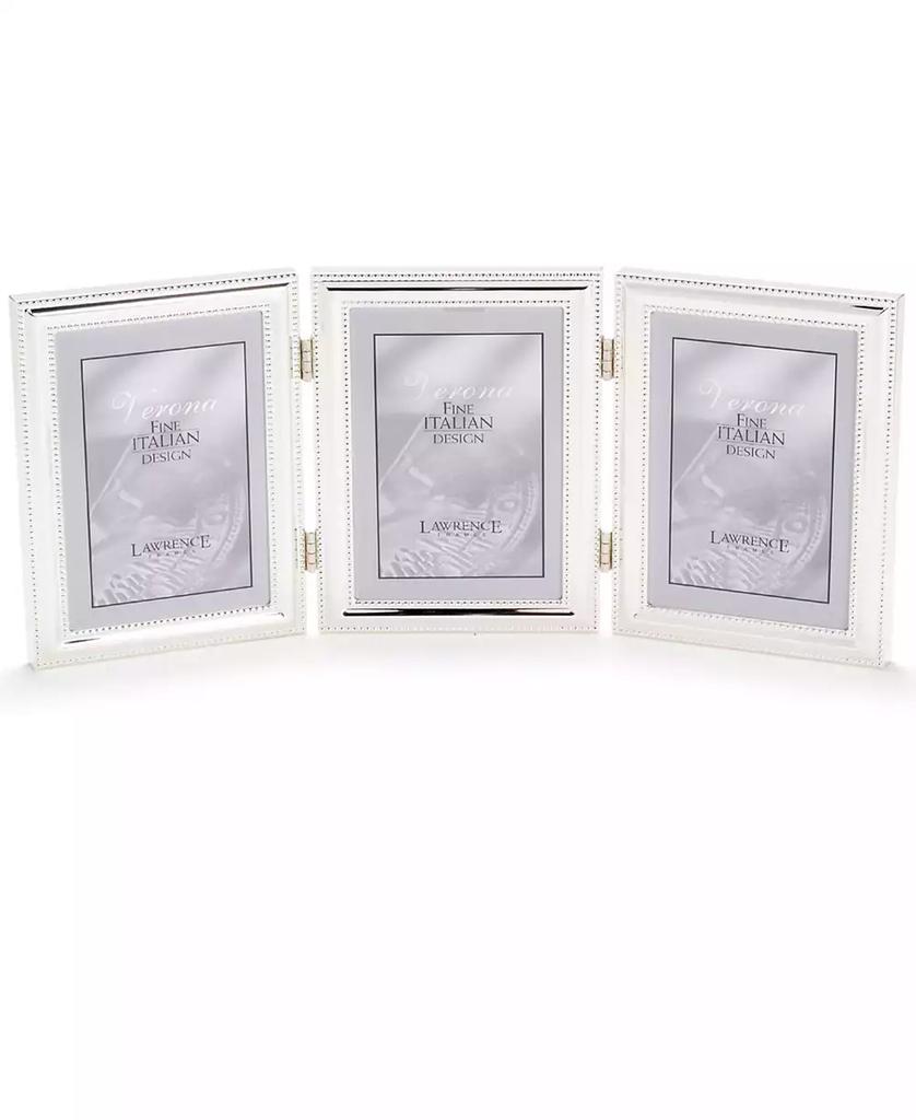 Lawrence Frames 510745T Silver Plated Double Bead Hinged Triple Picture Frame - 4" x 5"