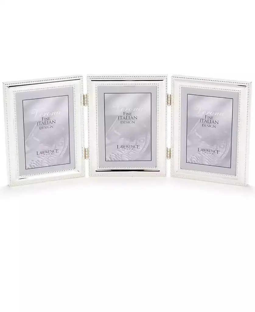 Lawrence Frames 510745T Silver Plated Double Bead Hinged Triple Picture Frame - 4" x 5"