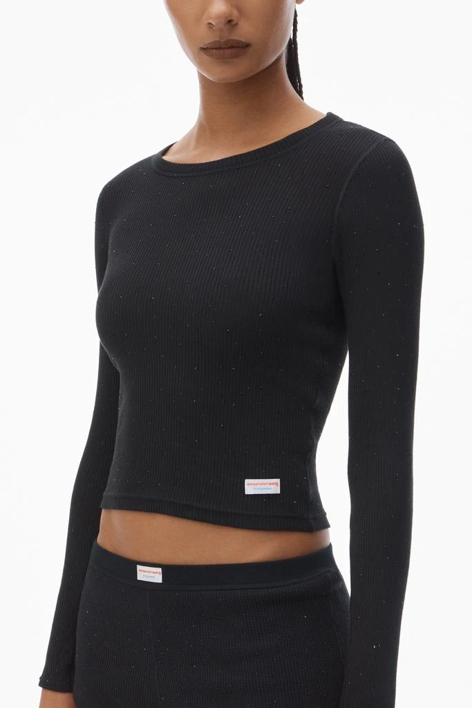Alexander Wang Crystal Hotfix Long Sleeve Crewneck Tee 3