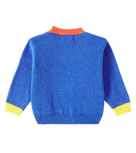 BOBO CHOSES Baby colorblocked cotton-blend terry cardigan