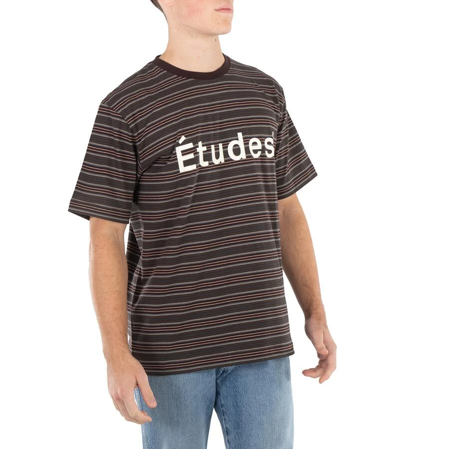 Etudes Etudes Brown Striped Wonder Logo T-Shirt, Size Medium 3