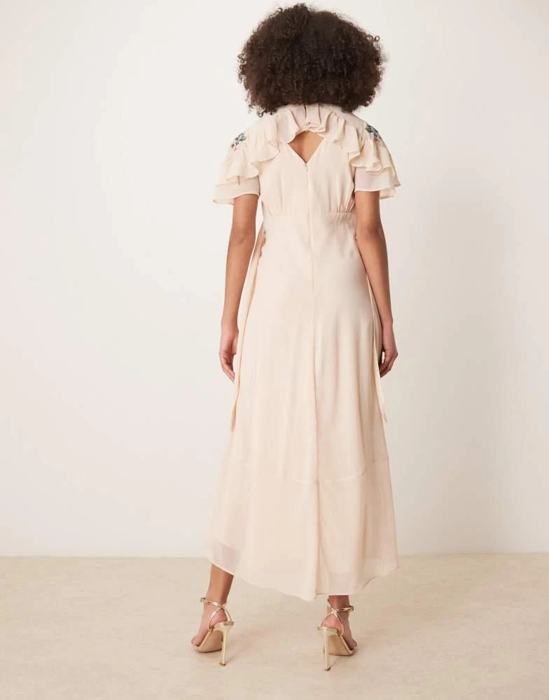 Hope & Ivy embroidered v-neck tiered skirt midi dress in cream  On Sale  Now with Up to 50% Off | Discover Exclusive Deals & Savings at BeyondStyle   Authentic Hope &