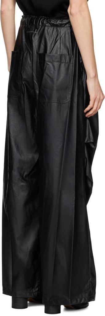 MM6 Black Draped Faux-Leather Pants 3