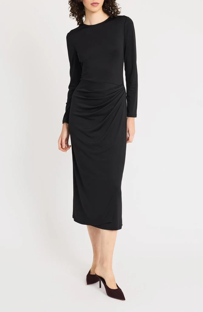 Luxely Long Sleeve Faux Wrap Dress 1