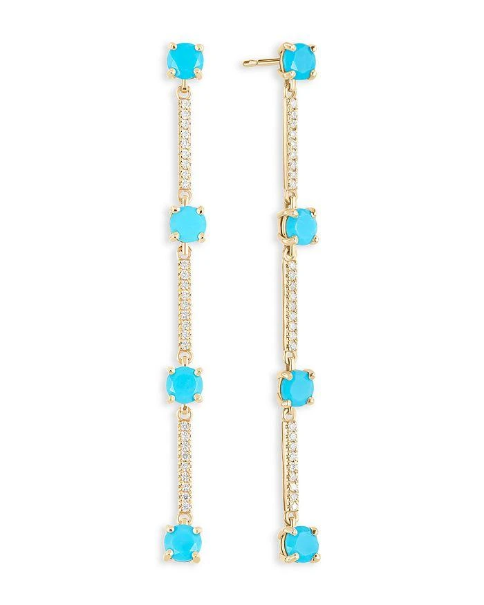 LANA Jewelry 14K Yellow Gold Turquoise 
Diamond Linear Drop Earrings