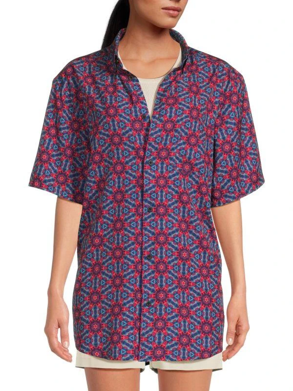 WeSC Oden ​Mosaic Print Button-Front Shirt 3