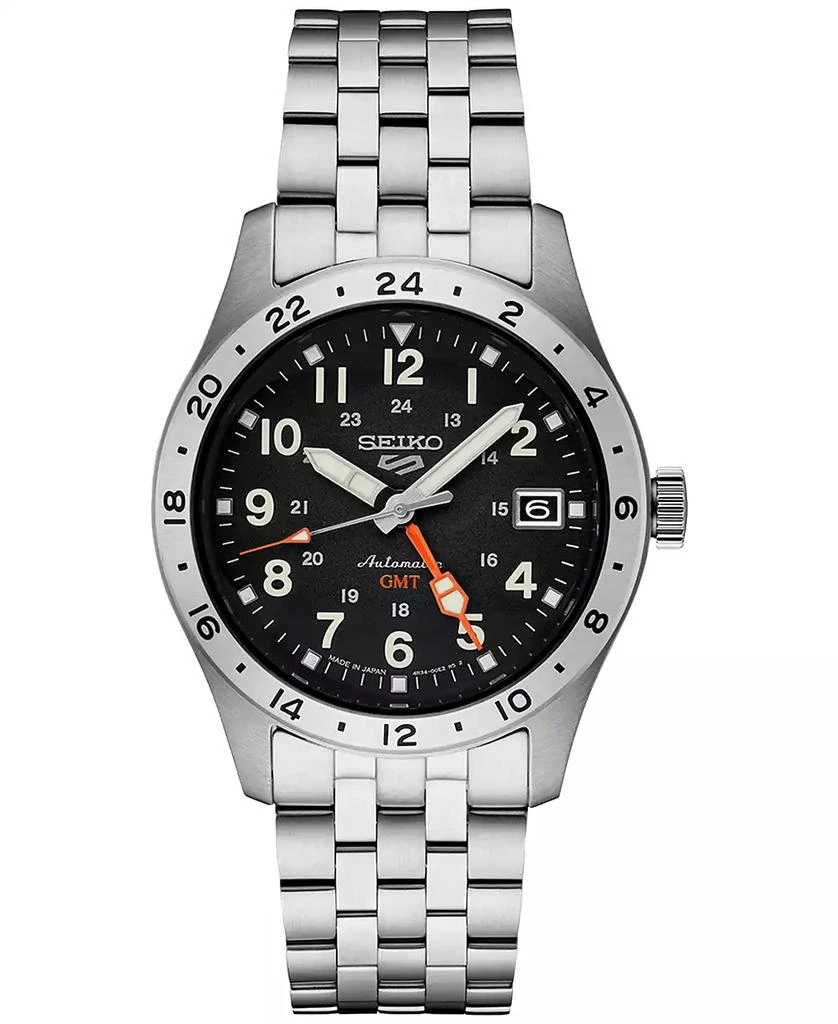 Seiko Men's Automatic 5 Sports GMT Stainless Steel Bracelet Watch 39mm 1