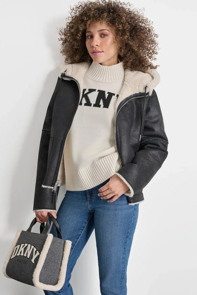DKNY REVERSIBLE FAUX SHEARLING JACKET 4
