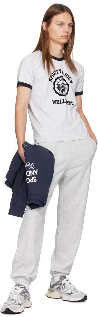 Sporty & Rich Gray Emblem Ringer T-Shirt 4