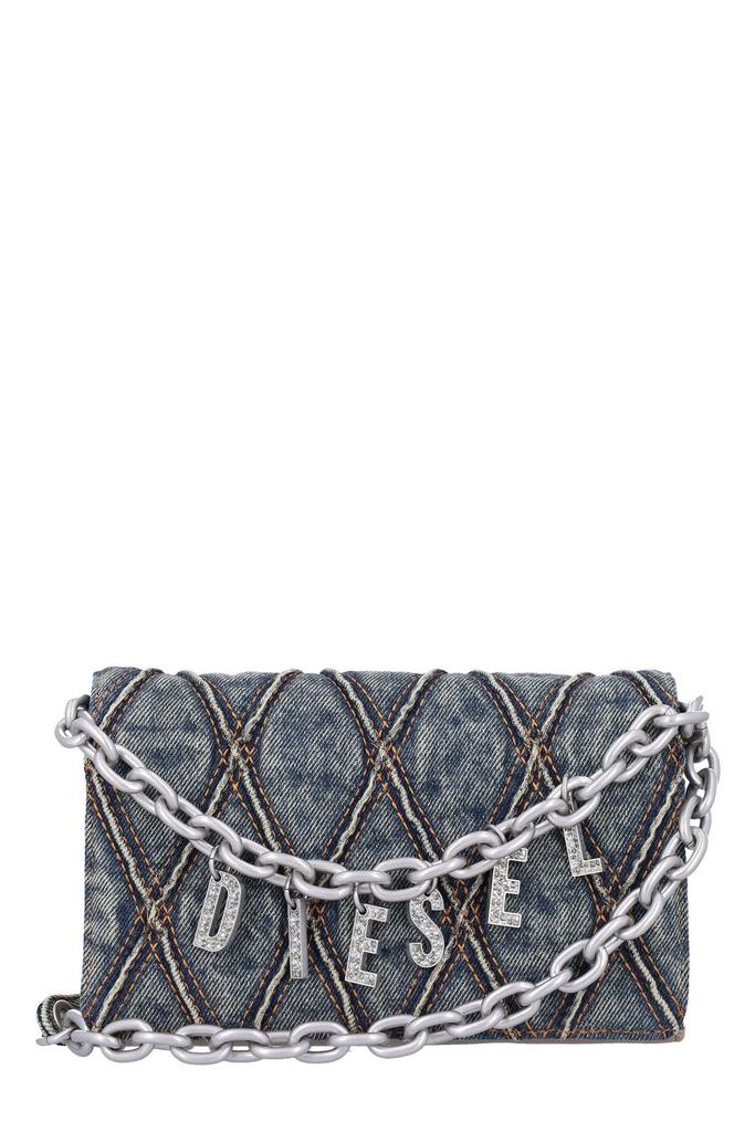 【DIESEL】Charm-D Wallet Strap Women's Wallet purse in argyle quilted denim | Multicolor