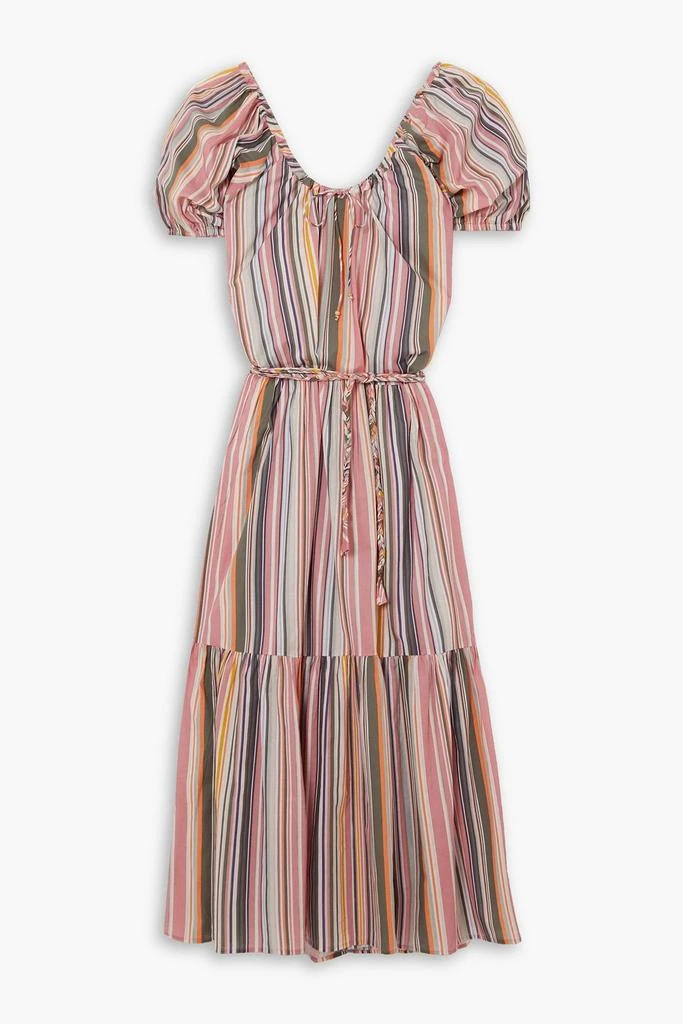 HANNAH Selene belted tiered striped cotton maxi dress 1