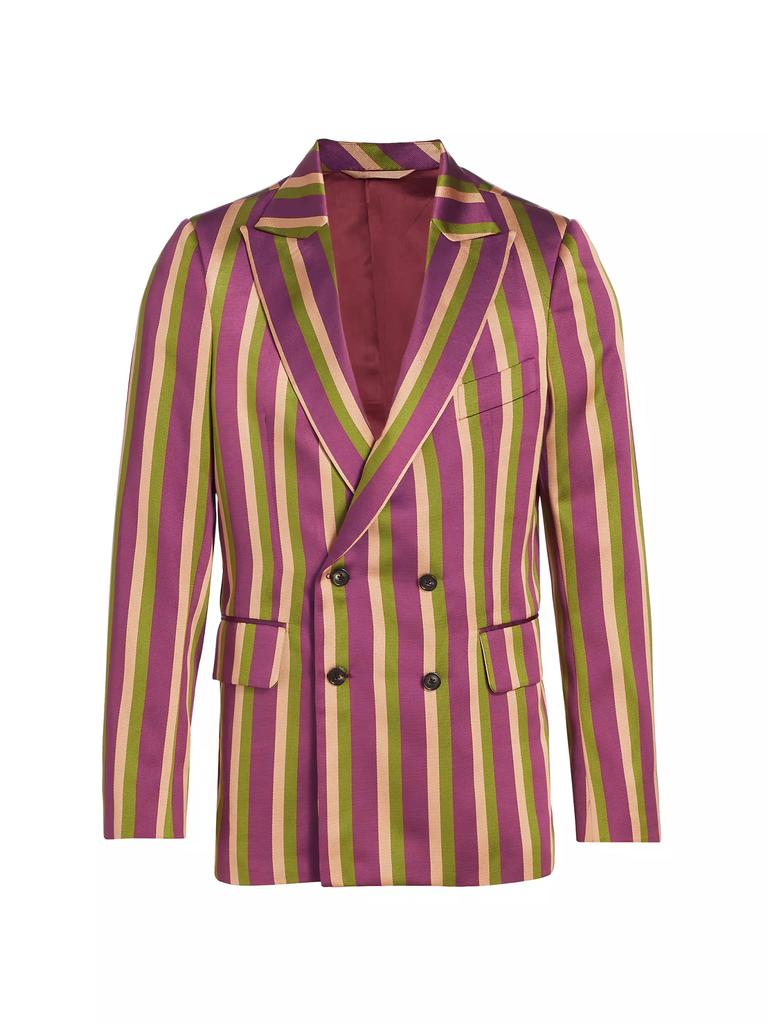 Bode Juniper Striped Double-Breasted Blazer