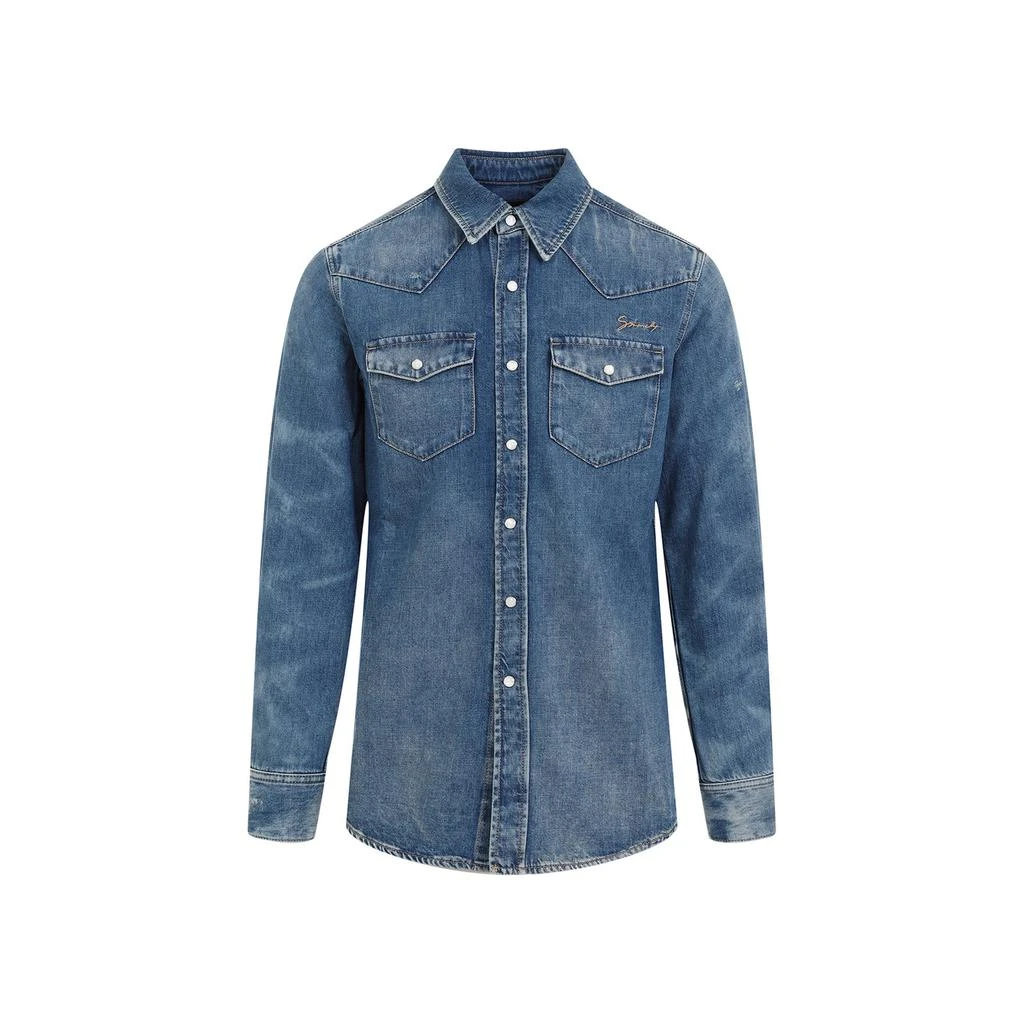 Givenchy Givenchy Logo Embroidered Buttoned Denim Shirt 1
