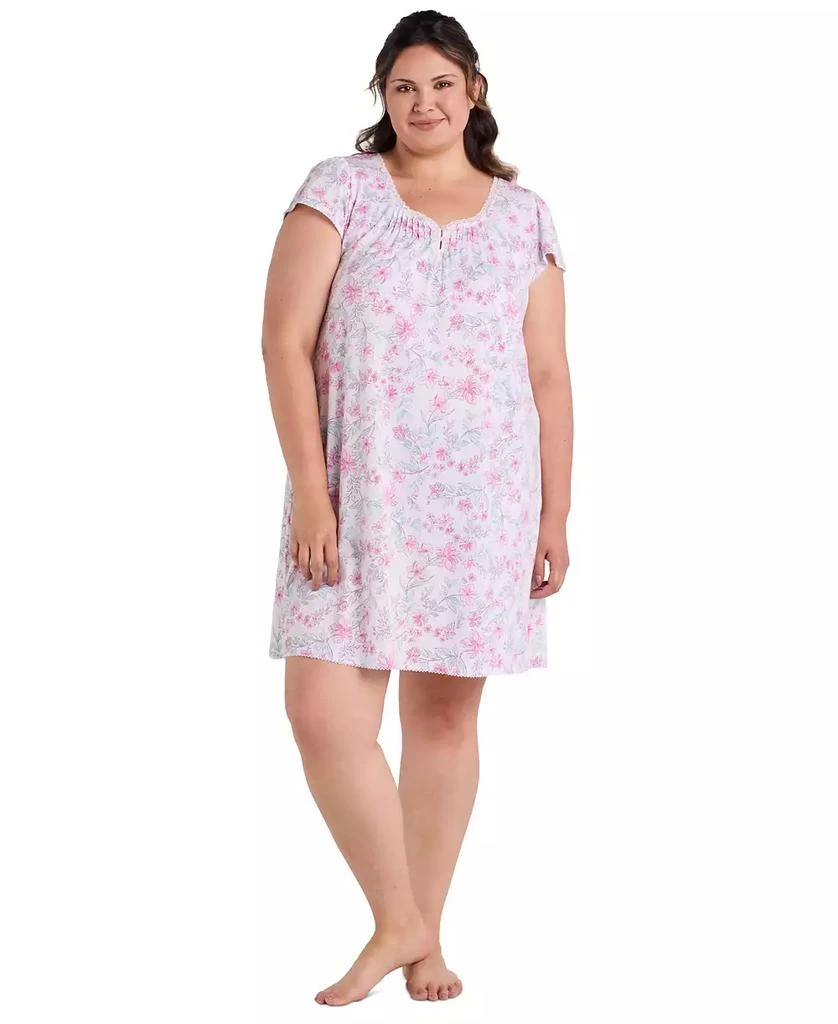 Miss Elaine Plus Size Short-Sleeve Printed Short Gown 1