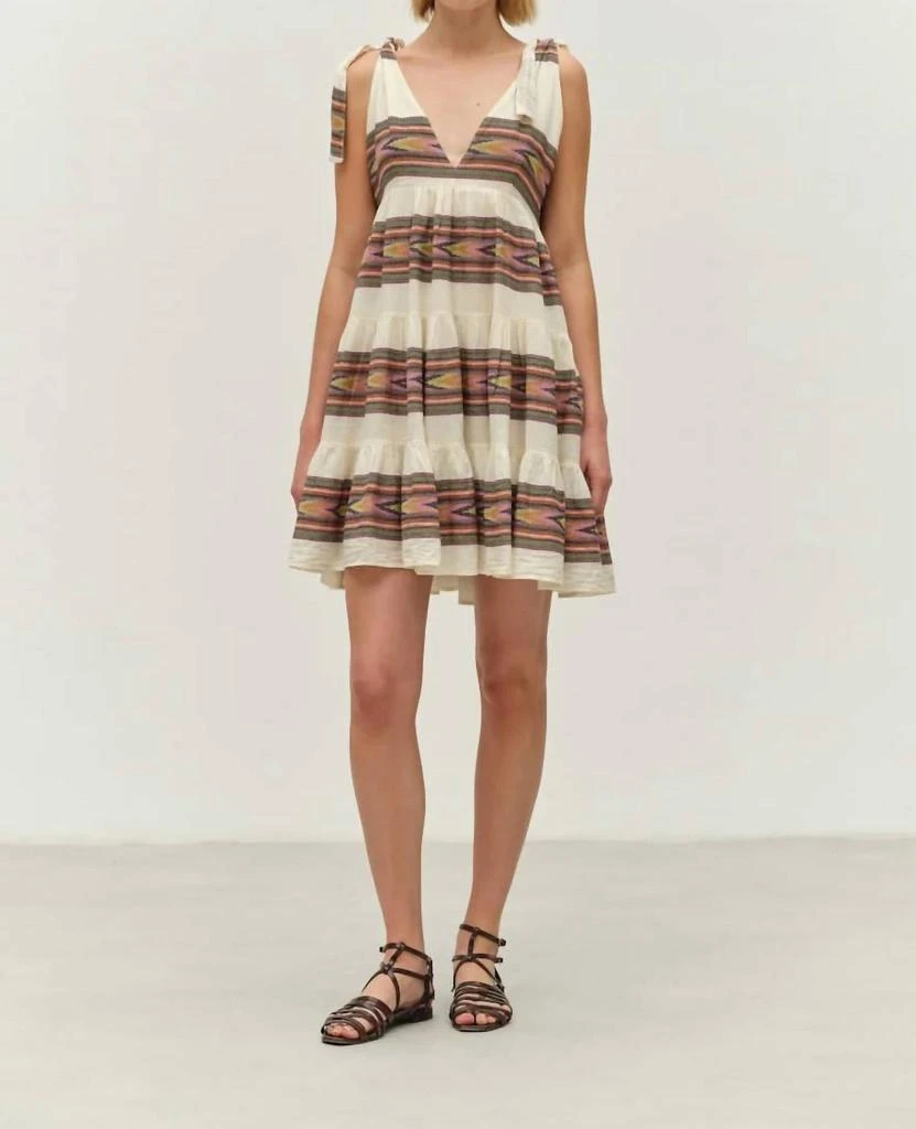 Aroma short dress jacquard pink/green S / Multicolor