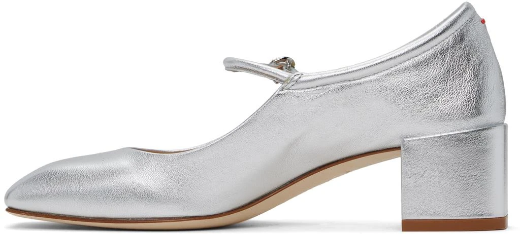 AEYDE Silver Aline Leather Mary-Jane Heels 3