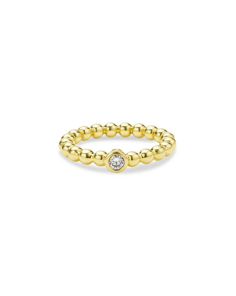 LAGOS 18K Yellow Gold Caviar Gold Diamond Bezel Bead Stacking Ring 5