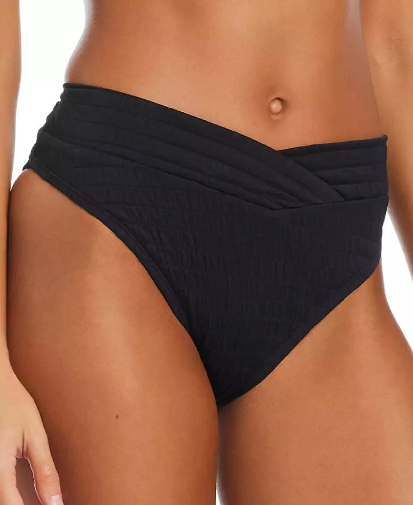 Bar III Women's Pucker Up V-Waist High-Leg Bikini Bottoms, Exclusively at Macy's 1