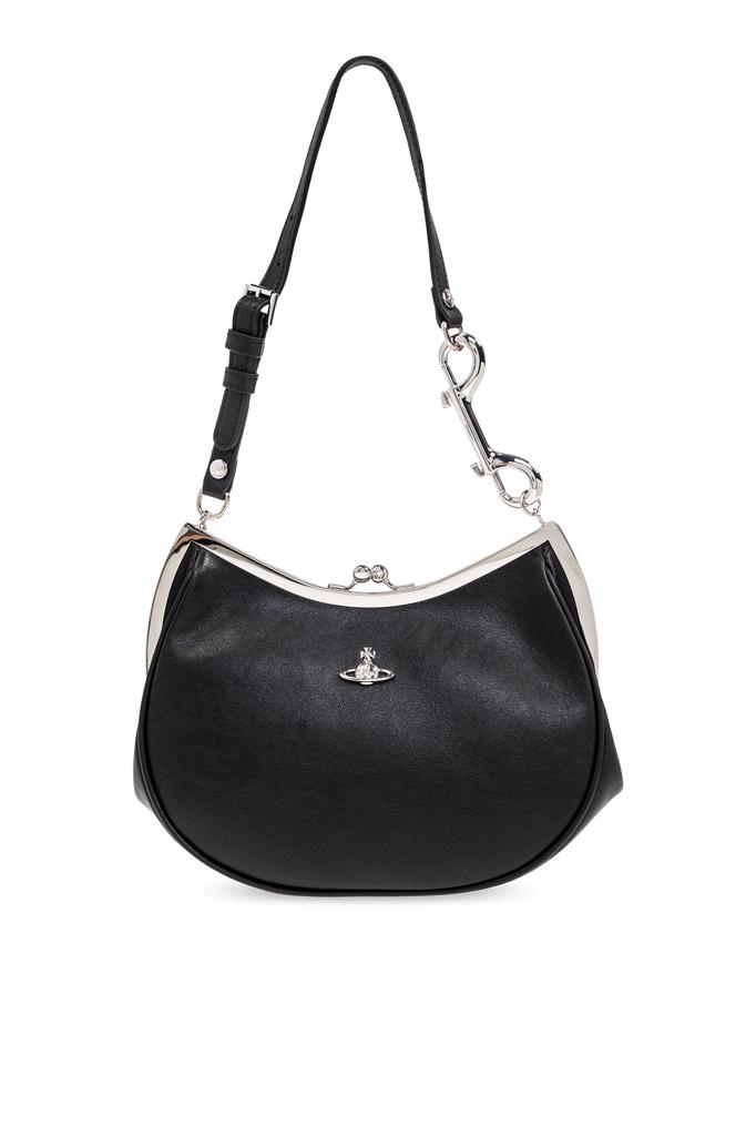 【Vivienne Westwood】Small Margaret ロゴ パデッドバッグ Vivienne Westwood Gray Small Margaret Bag - Travel Bags