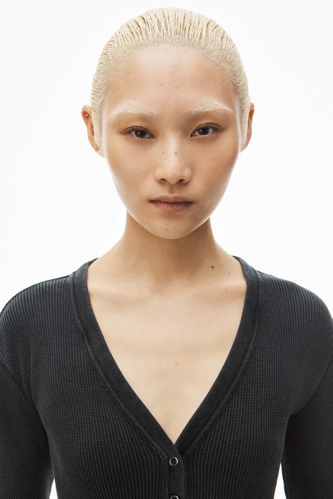 Alexander Wang cardigan in waffle-knit cotton stretch 4