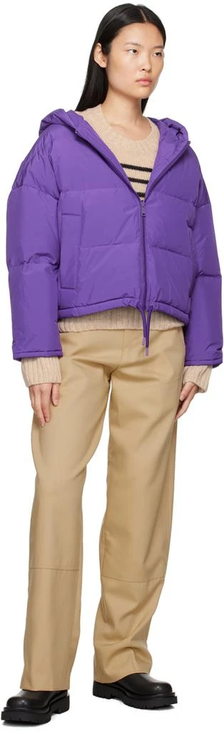 Yves Salomon Purple Hooded Reversible Down Jacket 4