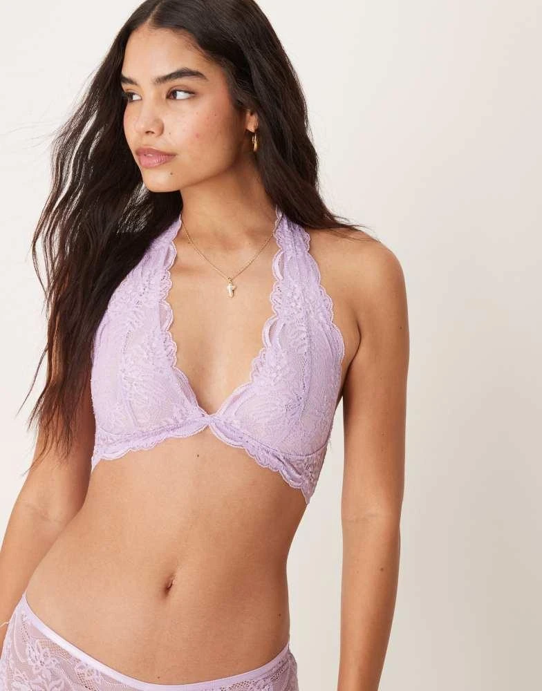 Free People Free People last dance lace halter bra in orchid 1