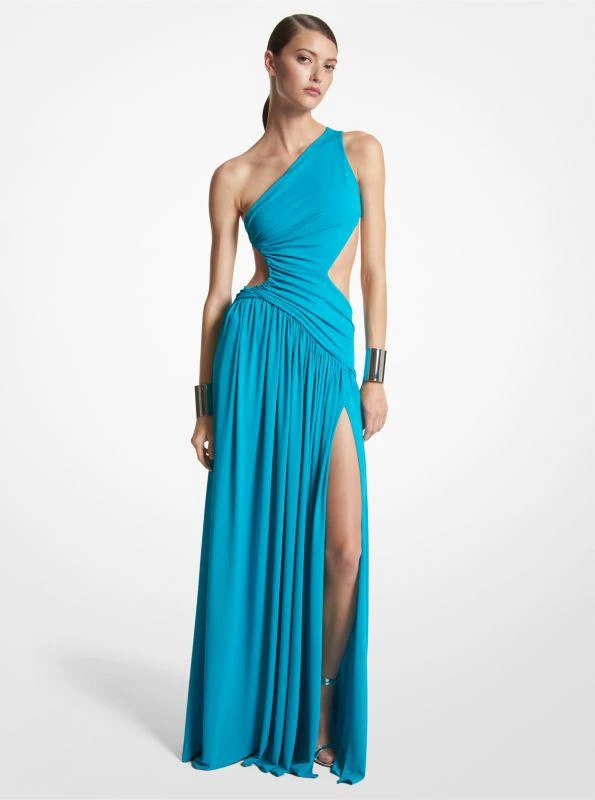 Michael Kors Stretch Matte Jersey Asymmetric Cutout Gown 1