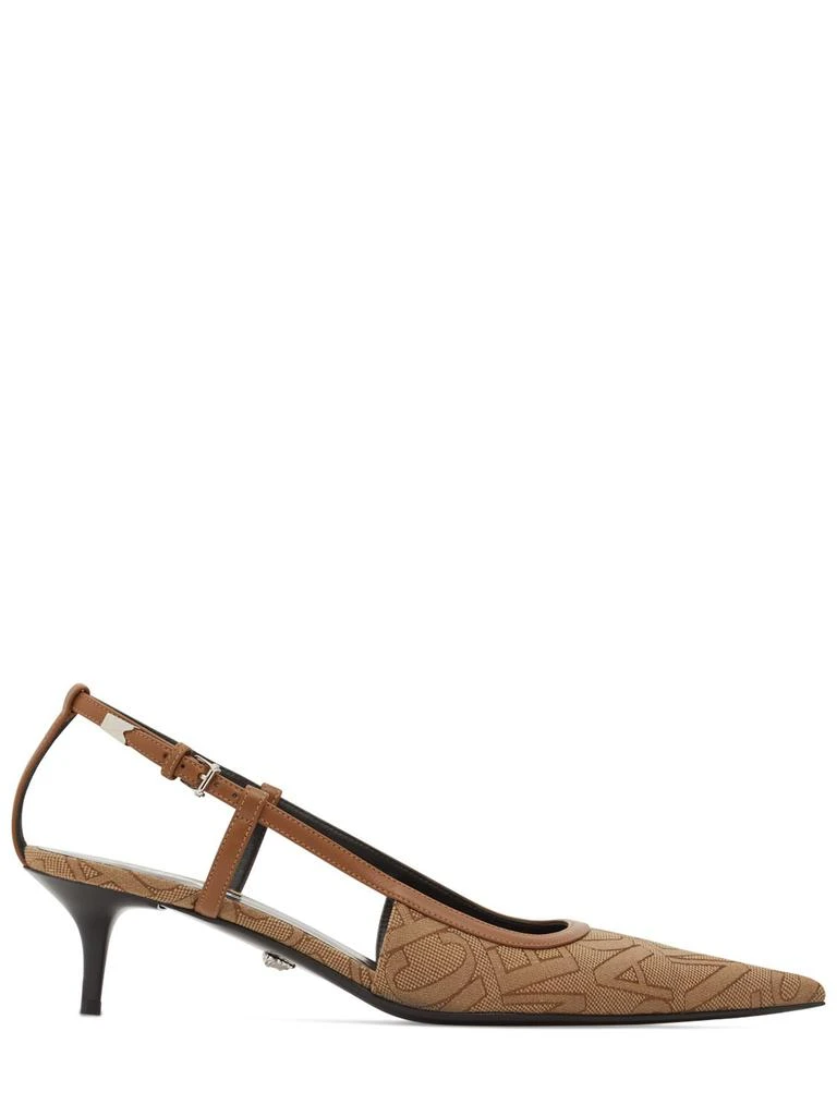 Versace 45mm Jacquard & Leather Slingback Pumps 1