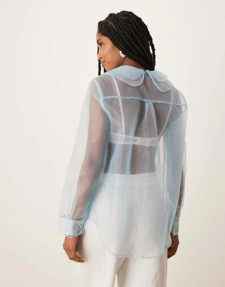 Sister Jane Sister Jane Chicory blouse in sheer organza in light blue 3