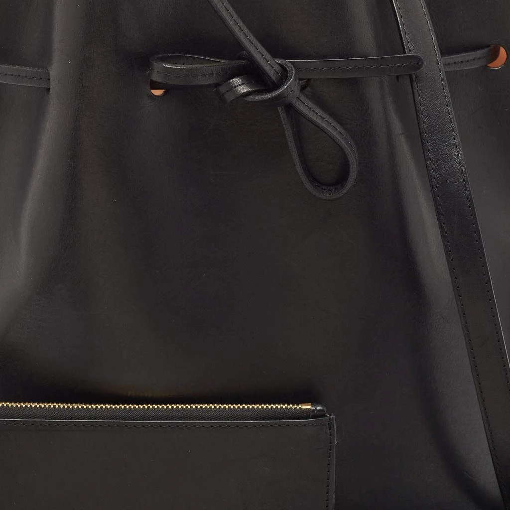 Shop Mansur Gavriel Black Leather Large Drawstring Bucket  display picture 3