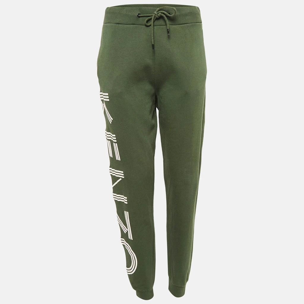 Kenzo Kenzo Green Cotton Knit Printed Track Pants M 1