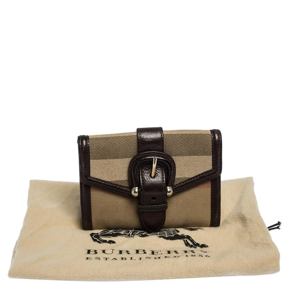 Burberry Burberry Brown/Beige Nova Check Canvas and Leather Buckle Compact Wallet 9