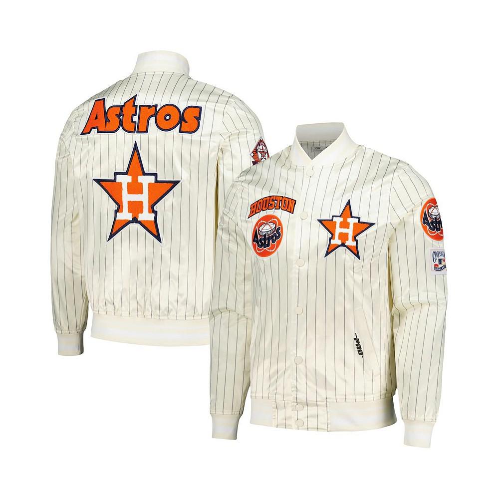 Pro Standard Men's Cream Houston Astros Cooperstown Collection Pinstripe Retro Classic Satin Full-Snap Jacket